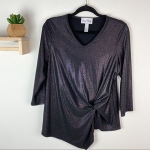 Joseph Ribkoff black shimmer twist front top sz‎ 8